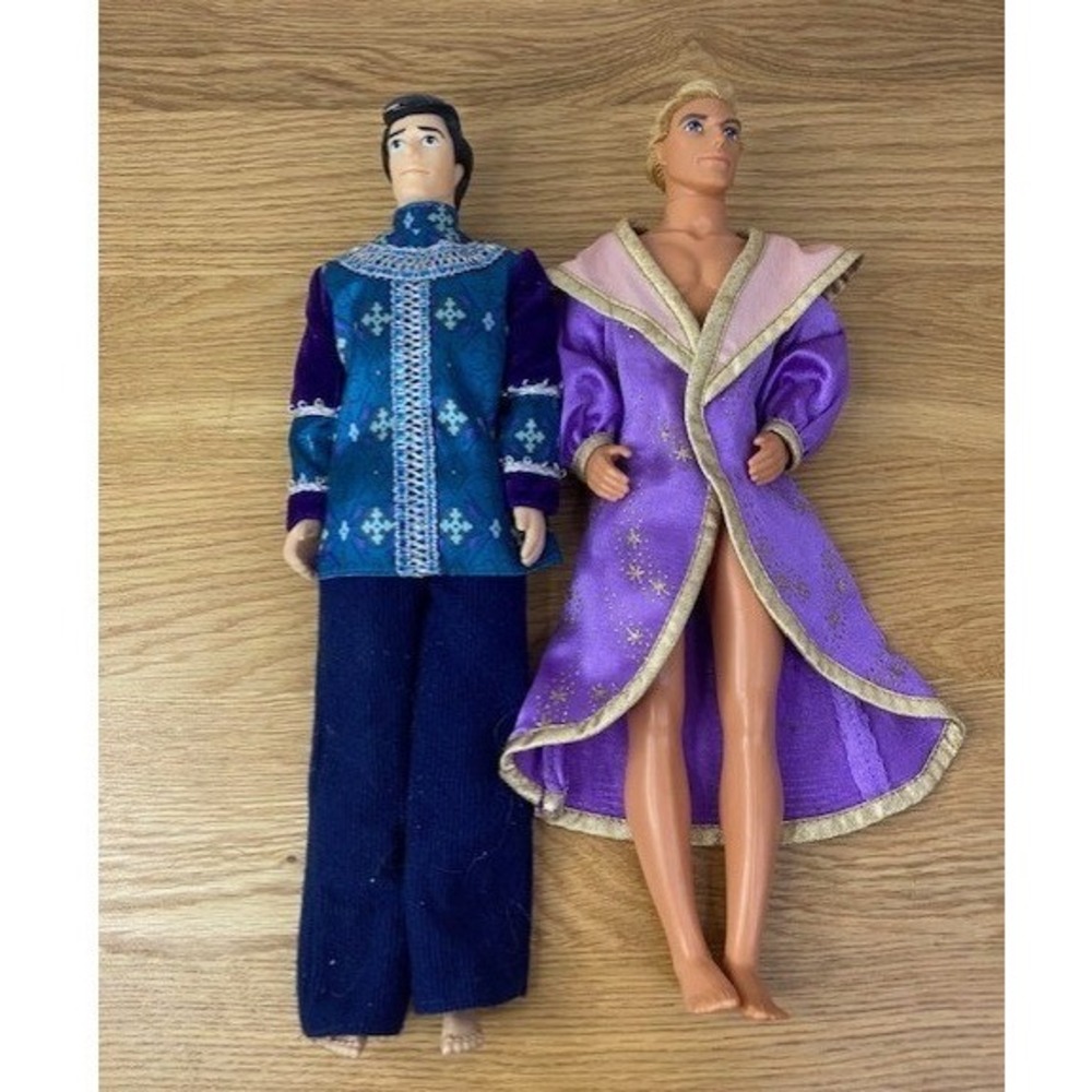 Mattel Prince Eric Charming Fashion Doll 12in Blue Purple Lot of 2 Royal Figures